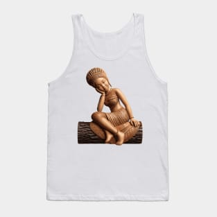 Afrocentric Woman Wooden Carving Tank Top